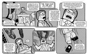 In Magic Bullet #6, Matt Dembecki melds NRA text with Lego figures to comment on the national gun debate.