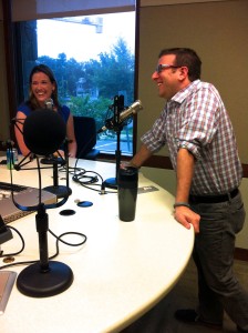 It's All Journalism Producer Megan Cloherty laughs with guest Andy Pergam, senior video editor at The Washington Post. (Photo by Anna Miars)