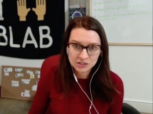 Hannah Russell-Goodson, community manager, Blab. (Screenshot by Michael O'Connell)