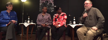 It's All Journalism host Michael O'Connell speaks during an April 5 panel sponsored by Humanities DC. Also on the panel are, from left, moderator Jill Olmsted of American University; Alicia Montgomery of NPR's Morning Edition; and Mary Nichols of the FuseBox Radio Broadcast.